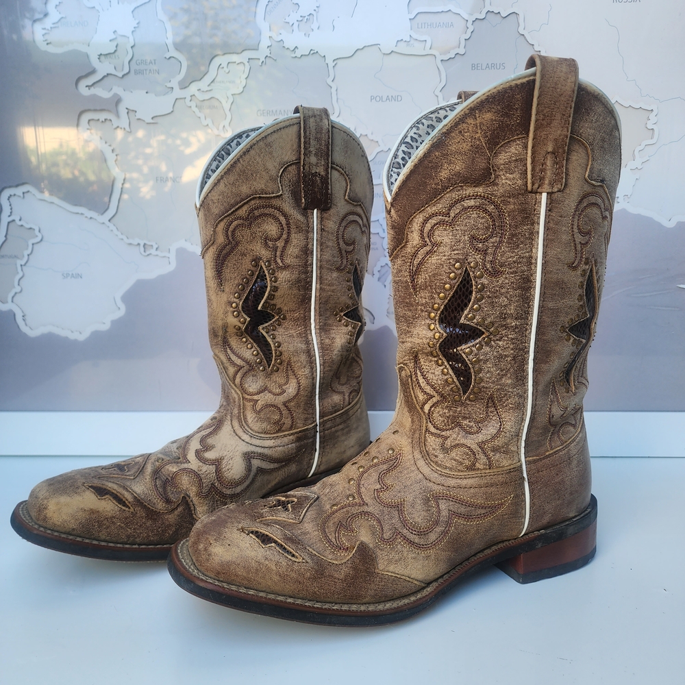 Laredo Spellbound Western Boots Goat Sanded Real Leather Size 9.5 - Picture 4 of 16